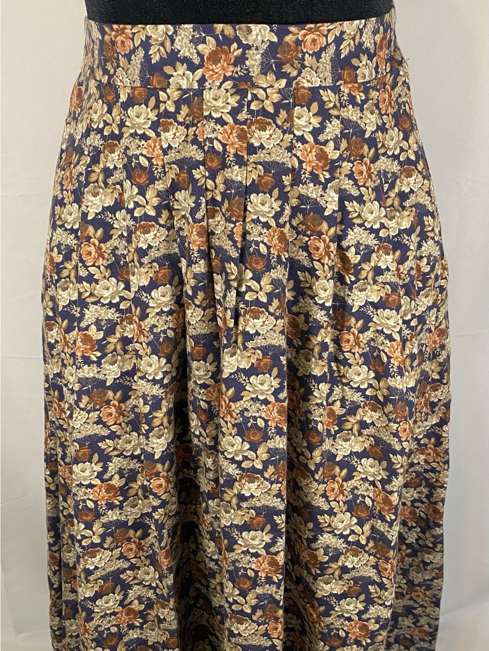 Laura Ashley Floral Maxi Skirt with Cream & Brown Blooms